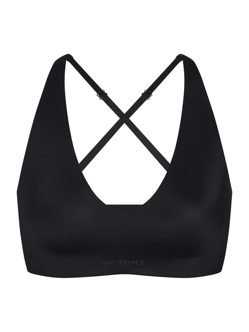 NIKE SKIMS SHINE V NECK BRA OBSIDIAN  M